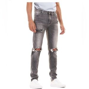 AG Adriano Goldschmied Men's Ripped Charcoal Jeans